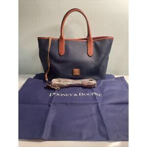 Dooney & Bourke Pebble Grain Brenna Leather in Blue/Brown With Brass